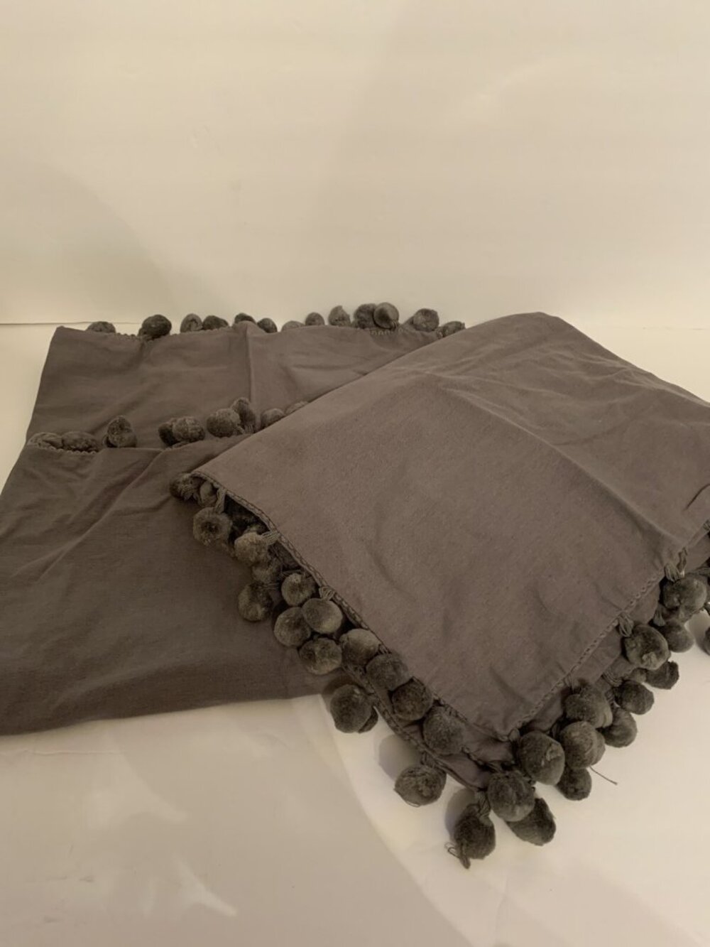 Urban Outfitters Magical Thinking Gray Pom Pom Fringe Standard Sham Set of 2 NEW